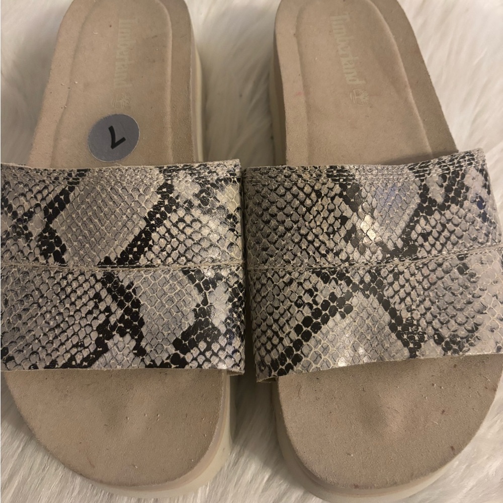 Timberland Snake Print Slide Sandals